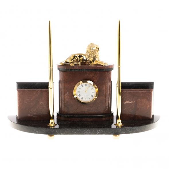 Письменный набор с визитницами &amp;quot;Лев&amp;quot; камень лемезит 124152