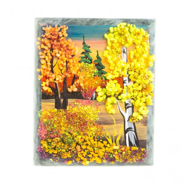 Настольное панно из камня &amp;quot;Осень&amp;quot; 7,5х10 см 117435