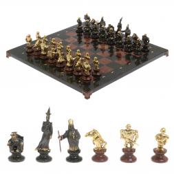 Шахматы подарочные &amp;quot;Европейские&amp;quot; из камня и бронзы 44х44 см