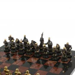 Шахматы подарочные &amp;quot;Европейские&amp;quot; из камня и бронзы 44х44 см
