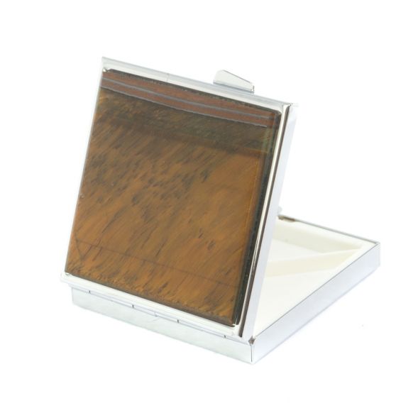 Таблетница на 4 отделения из тигрового глаза цвет серебро 127348