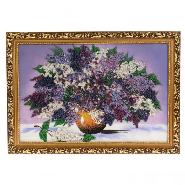 Картина из каменной крошки &amp;quot;Букет сирени&amp;quot; багет 40х60 см сиреневый фон 127427