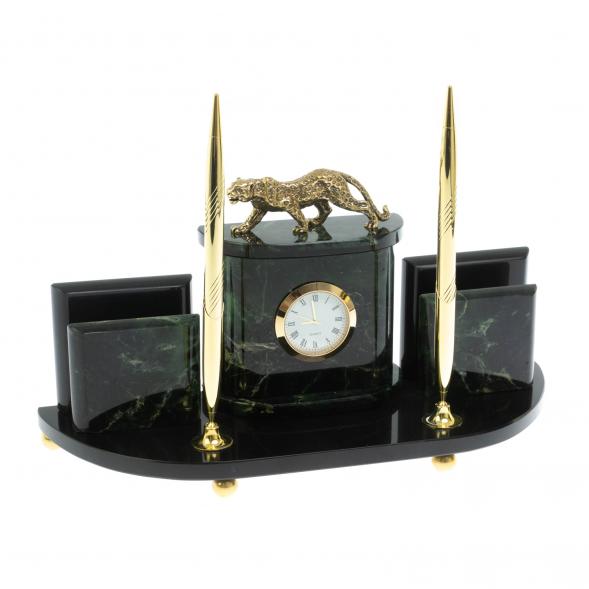 Настольный прибор &amp;quot;Гепард&amp;quot; камень нефрит 128593