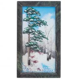 Картина из камня &amp;quot;Зимний пейзаж&amp;quot; рамка змеевик 23х13 см