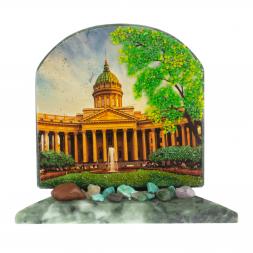 Сувенир арка "Казанский собор" из змеевика 13х6,5х10 см