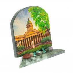 Сувенир арка "Казанский собор" из змеевика 13х6,5х10 см