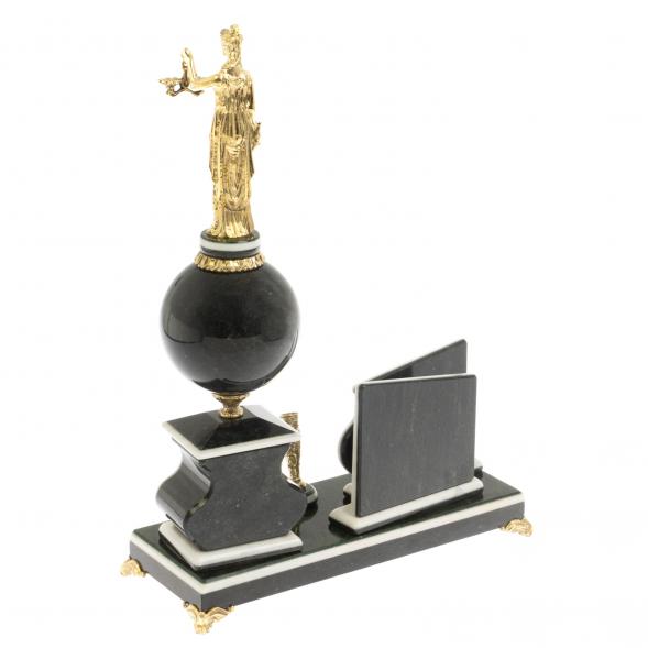 Настольный набор с визитницей &amp;quot;Фемида&amp;quot; змеевик 129887