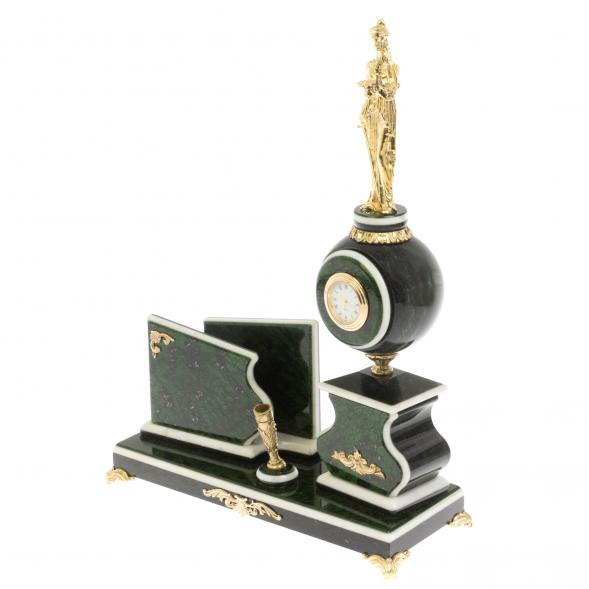 Настольный набор с визитницей &amp;quot;Фемида&amp;quot; змеевик 129887