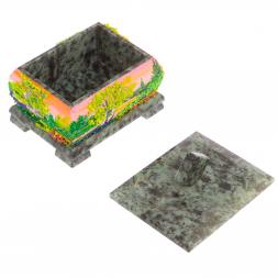 Шкатулка с рисунком "Лето" из змеевика 13х10х11 см