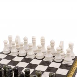 Шахматы &amp;quot;Вензеля&amp;quot; доска 42х42 см из мрамора и змеевика