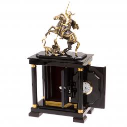 Сейф с часами &amp;quot;Георгий Победоносец&amp;quot; из черного обсидиана