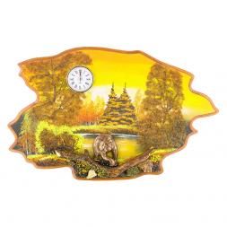 Часы с картиной &amp;quot;Медведь осень&amp;quot; 50х32 см каменная крошка