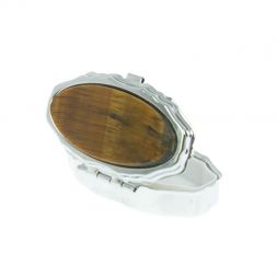 Таблетница эллипс на 2 отделения камень тигровый глаз 6х3,5х2 см