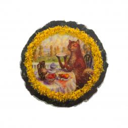 Магнит "У кота чаепитие" на змеевике