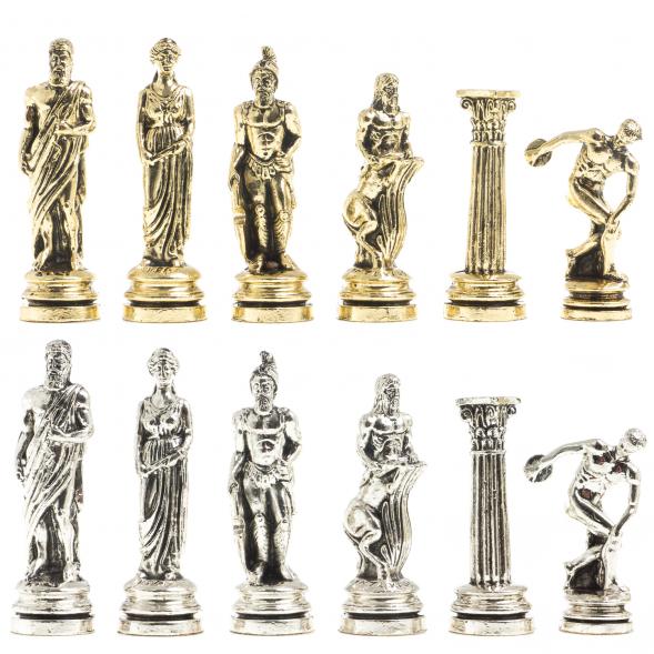 Настольные шахматы &amp;quot;Олимпийские игры&amp;quot; доска 44х44 см камень мрамор змеевик фигуры металлические