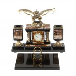 Настольный набор &amp;quot;Двуглавый орел&amp;quot; камень яшма бронза