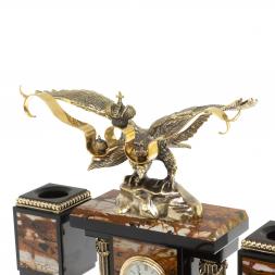 Настольный набор &amp;quot;Двуглавый орел&amp;quot; камень яшма бронза