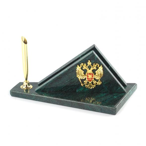Визитница настольная с гербом России из змеевика 113465