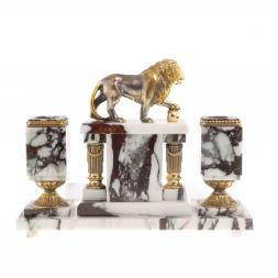 Письменный прибор &amp;quot;Лев с шаром&amp;quot; камень мрамор