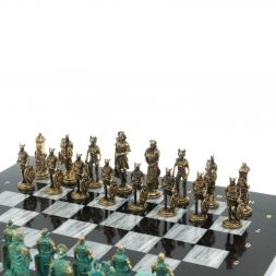Шахматы &amp;quot;Римляне против Галлов&amp;quot; фигуры бронза / патина 36х36 см серый мрамор