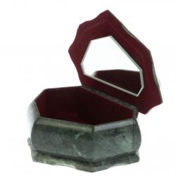 Каменная шкатулка "Ракушка" шабровский змеевик / белый мрамор 14х10х9 см