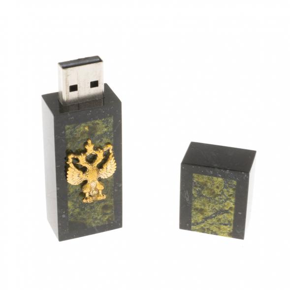 Флешка из камня змеевик с гербом РФ 32 GB 121104