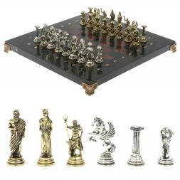 Шахматы "Атлас" доска 28х28 см из камня лемезит змеевик