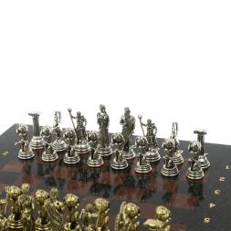 Шахматы "Атлас" доска 28х28 см из камня лемезит змеевик