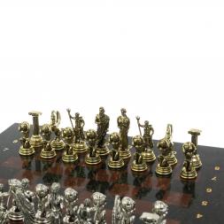 Шахматы "Атлас" доска 28х28 см из камня лемезит змеевик