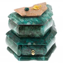 Ларец для украшений змеевик 18x11x13,5 см