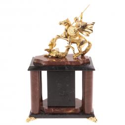 Часы &amp;quot;Георгий Победоносец&amp;quot; лемезит бронза 17х12х27 см