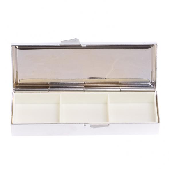 Таблетница на 3 отделения камень малахит с хризоколлой цвет серебро 126723