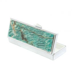 Таблетница на 3 отделения камень амазонит цвет серебро