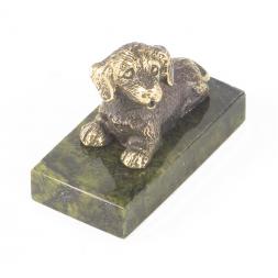 Статуэтка &amp;quot;Собачка малая №8&amp;quot; бронза змеевик