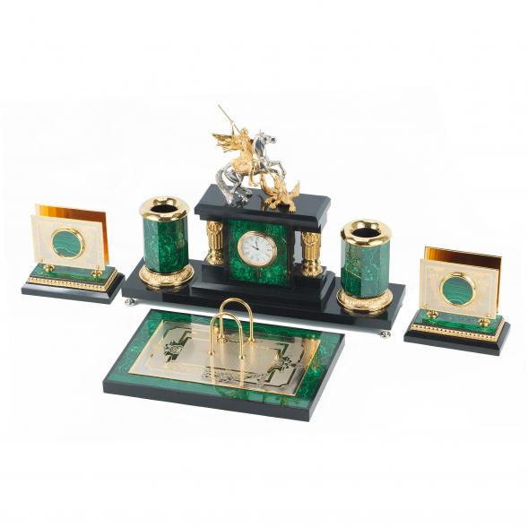 Письменный прибор из малахита &amp;quot;Георгий Победоносец&amp;quot; 118857