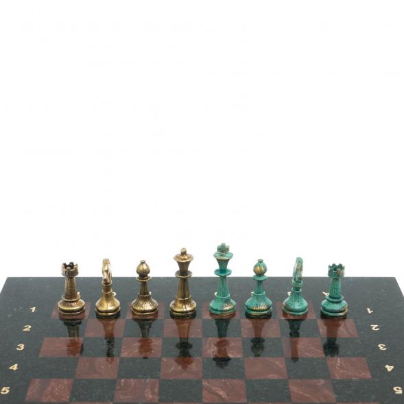 Шахматы &amp;quot;Стаунтон&amp;quot; фигуры бронза / патина 28х28 см из лемезита 128211