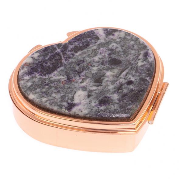 Таблетница &amp;quot;Сердце&amp;quot; на 3 отделения камень гетчеллит цвет красное золото 126266