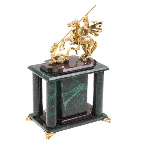 Часы &amp;quot;Георгий Победоносец&amp;quot; из шабровского змеевика 17х12х27 см 126498