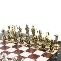 Шахматы &amp;quot;Атлас&amp;quot; доска 28х28 см из камня мрамор лемезит фигуры металлические