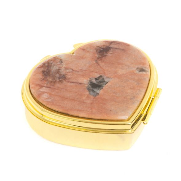 Таблетница &amp;quot;Сердце&amp;quot; на 3 отделения камень пегматит цвет золото 127353