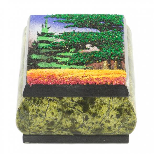 Шкатулка змеевик рисунок Осень 10х8х5 см 119899