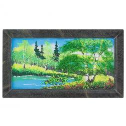 Картина из камня &amp;quot;Летний пейзаж&amp;quot; рамка змеевик 23х13 см