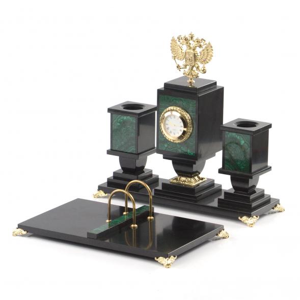 Письменный набор из малахита &amp;quot;Гербовый&amp;quot; 121835