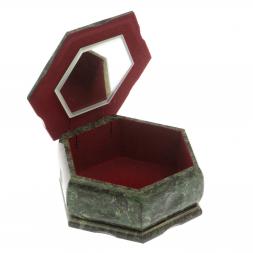 Шкатулка шестигранная с рисунком "Летний пейзаж" 14х12,5х7 см змеевик