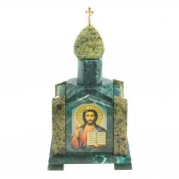 Шкатулка &amp;quot;Часовня&amp;quot; камень змеевик 14х14х24 см