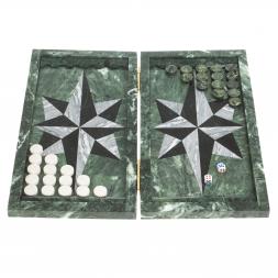 Настольные нарды &amp;quot;Звезда&amp;quot; серый мрамор / черный змеевик