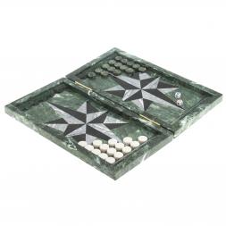 Настольные нарды &amp;quot;Звезда&amp;quot; серый мрамор / черный змеевик