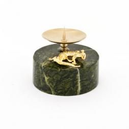 Подсвечник &amp;quot;Ящерица&amp;quot; из натурального змеевика круглый