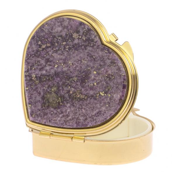 Таблетница &amp;quot;Сердце&amp;quot; на 3 отделения камень флюорит цвет золото 125750