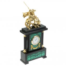 Часы из малахита "Георгий Победоносец" бронза